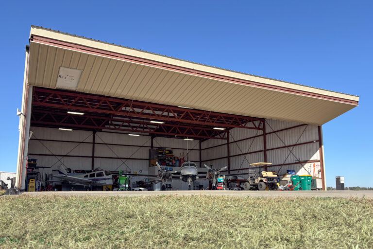 Actual 63′ × 66′ hangar at CXO Hangar